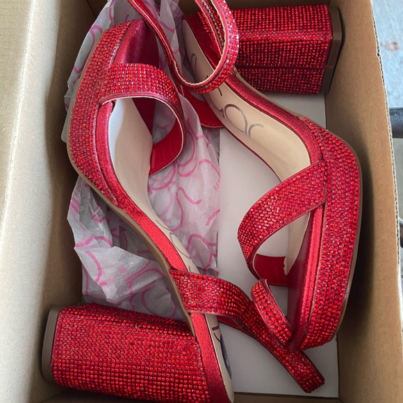 Sugar Shoes - Sugar Red Crystal Block Heel Sandals